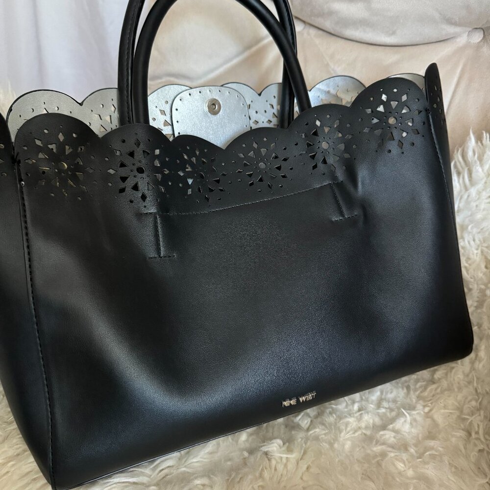 Nine West Scalloped edge perforated tote